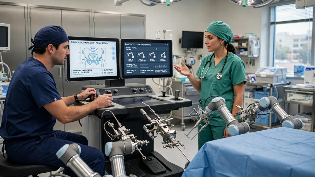 Surgeon controlling a robotic-assisted surgical system from a console